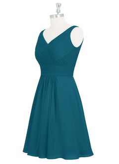 Azazie Grace Brautjungfernkleider A-Linie Plissee Chiffon Kleid Tintenblau image9