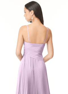 Azazie Vini Bridesmaid Dresses Frosted Lilac A-Line V-Neck Pleated Chiffon Dress image5