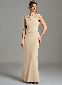 Azazie Kieryn Bridesmaid Dresses Champagne Mermaid Pleated Chiffon Dress image1
