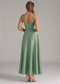 Azazie Shaude Jurken voor bruidsmeisjes Jurk van Stretch Satijn met A-Lijn Geplooid Matcha image6