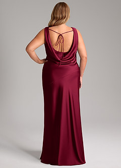 Azazie Rylina Bridesmaid Dresses Burgundy Mermaid Stretch Satin Dress image8