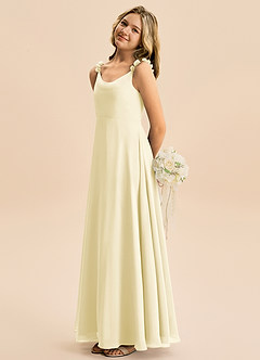 Azazie Elodie Junior Lemon Sorbet A-Line Chiffon Dress image5