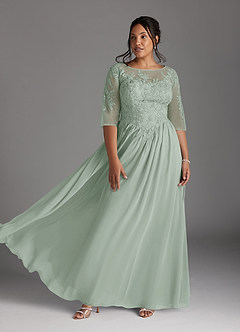 Azazie Mirielle Mother of the Bride Dresses Agave A-Line Scoop Lace Chiffon Dress image7