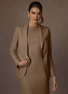 front Charlotte Truffle Refined Weave Jacket and Dress Suit Set