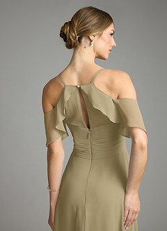 Azazie Dakota Bridesmaid Dresses Moss Green A-Line V-Neck Pleated Chiffon Dress image6