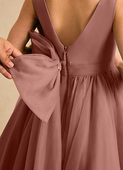 Azazie Seraphina Blumenmädchenkleider A-Linie Plissee Tüll Kleid Zedernrose image6