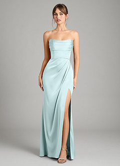 Azazie Johana Vestidos de damas de honor Vestido de Vidrio Marino de Satén Elástico de Corte Sirena Convertible con Vestidos sin tirantes image9