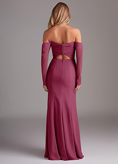Azazie Hallie Bridesmaid Dresses Mulberry Mermaid Long Sleeve Chiffon Dress image8