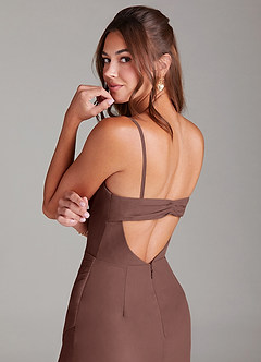 Azazie Leonis Bridesmaid Dresses Espresso Sheath Strapless Chiffon Convertible Dress image4