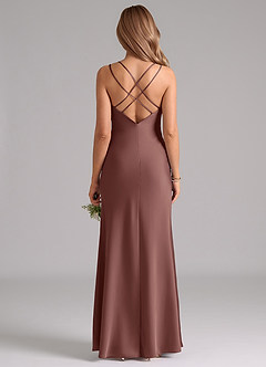 Azazie Suttona Bridesmaid Dresses Espresso A-Line Pleated Stretch Satin Dress image3