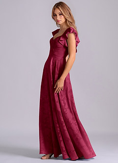 Azazie Leilani Robes de demoiselle d'honneur Robe Trapèze en Blumen-Burnout Encolure en Forme de Cœur Bourgogne image5