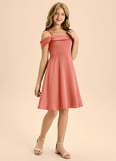 Azazie Anselie Junior Linia A Pofałdowany Satyna elastyczna Mini Młodsza druhna Sukienka image6