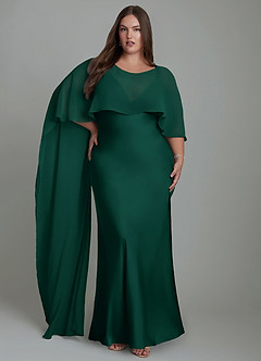 Azazie Stefania Bridesmaid Dresses Emerald A-Line Stretch Satin Dress image9