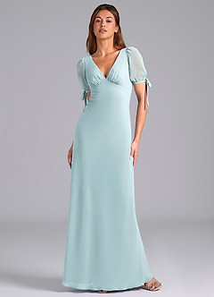 Azazie Pheby Bridesmaid Dresses Mist A-Line Pleated Chiffon Dress image1