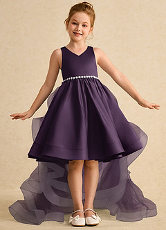Azazie Julietta Blumenmädchenkleider Ballkleid Cabrio Tüll Kleid Pflaume image2
