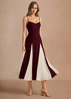 Jessenia 와인 미디 드레스 image4