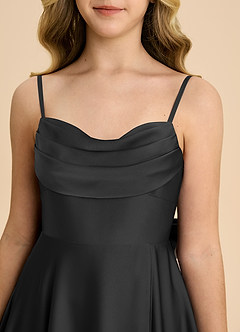 Azazie Bear Junior Black A-Line Sweetheart Neckline Stretch Satin Dress image8