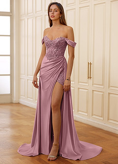 Rowane Dusty Pink Corset Rhinestone Sheer Lace Prom Dress image4