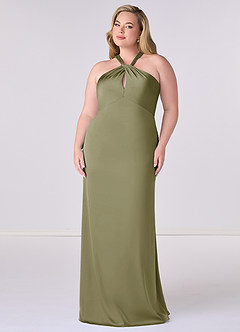 Barbie ♥ Azazie Bridesmaid Dresses Pistachio Sheath Stretch Satin Dress image7