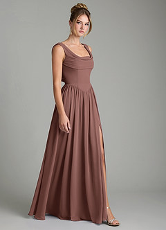 Azazie Novi Robes de demoiselle d'honneur Robe Trapèze en Mousseline de soie Plissée Expresso image3