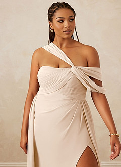 Christian Siriano Bridal for Azazie 1014 Robes de demoiselle d'honneur Robe Trapèze en Mousseline de soie Épaule décolletée Albâtre Blanc image7