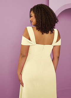 Barbie ♥ Azazie Bridesmaid Dresses Lemon Sorbet A-Line Off the Shoulder Chiffon Dress image12