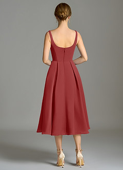 Azazie Amalie Bridesmaid Dresses Rust A-Line Pleated Chiffon Dress image2
