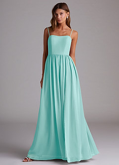 Azazie Calianna Bridesmaid Dresses Aqua A-Line Off the Shoulder Chiffon Convertible Dress image4
