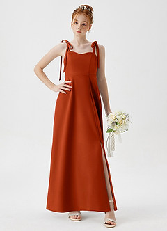 Azazie Rosey Junior Vestido de Pimenton de Crepé elástico de Corte en A con Escote de Corazón image5