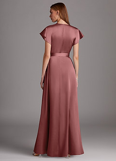 Azazie Nico Bridesmaid Dresses Amethyst A-Line V-Neck Stretch Satin Dress image3