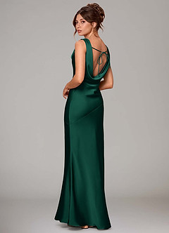 Azazie Rylina Bridesmaid Dresses Emerald Mermaid Stretch Satin Dress image4