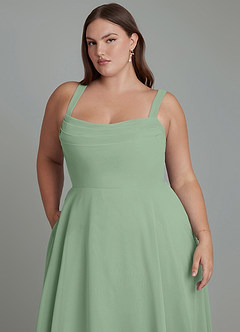 Azazie Shaude Bridesmaid Dresses Matcha A-Line Pleated Chiffon Dress image12