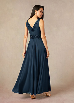 Azazie Devana Abiti per la Madre della Sposa Abito A-Line in Chiffon Paillettes Marino Scuro image4