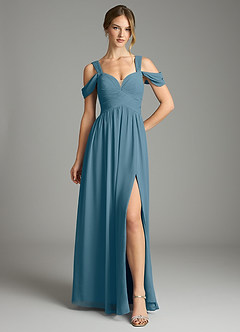 Azazie Lianne Bridesmaid Dresses Bermuda A-Line Off the Shoulder Chiffon Dress image2