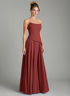 Azazie Gabriela Bridesmaid Dresses Terracotta A-Line Corset Chiffon Dress image5