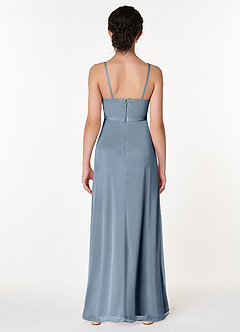 Azazie Luxy Junior Plissee Gittergewebe Kleid Staubblau image2