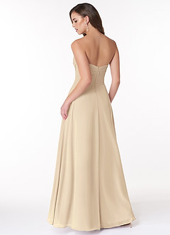 Azazie Arabella Allure Robes de demoiselle d'honneur Robe Trapèze Convertible en Mousseline de soie Encolure en Forme de Cœur Champagne image2