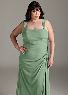 Azazie Jesaphine Bridesmaid Dresses Matcha Sheath Bow Chiffon Dress image13
