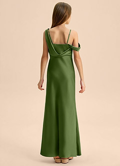 Azazie Madelyn Junior Osłona Zza ramienia Satyna elastyczna Długość podłogi Młodsza druhna Sukienka image2