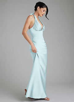 Azazie Torrance Robes de demoiselle d'honneur Robe Sirène en Satin extensible Corset Bleu Nuage image7