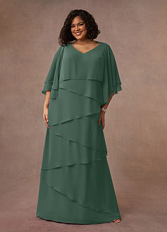 Azazie OHara Mother of the Bride Dresses Sea Moss A-Line V-Neck Chiffon Dress image10