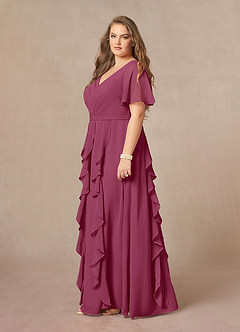 Azazie Watson Mother of the Bride Dresses Mulberry A-Line V-Neck Chiffon Dress image8