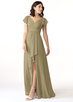 Azazie Omari Bridesmaid Dresses Moss Green A-Line Chiffon Dress image4