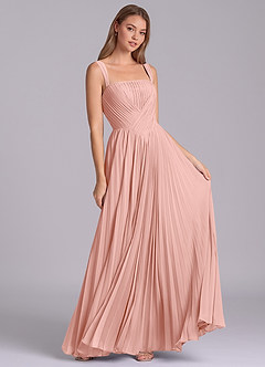 Azazie Mina Bridesmaid Dresses Rosette A-Line Pleated Chiffon Dress image3