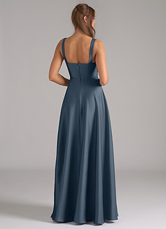 Azazie Shaude Robes de demoiselle d'honneur Robe Trapèze en Satin extensible Plissée Violet Crépusculaire image6
