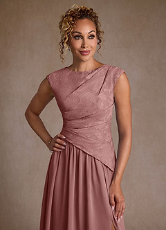 Azazie Kalleen Mère de la mariée Robes Robe Trapèze en Mousseline de soie Plissée Rose Poussiéreuse image6