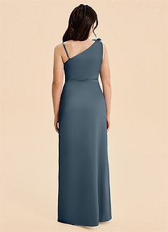 Azazie Remi Junior Twilight Sheath Side Slit Stretch Satin Dress image3
