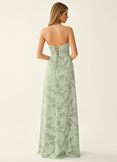 Arabella Grace Verde Claro Vestido de fiesta brillante con corsé jacquard image2