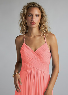 Azazie Haleigh Venta Final Vestido de Burgundy de Gasa de Corte en A con Plisado image5