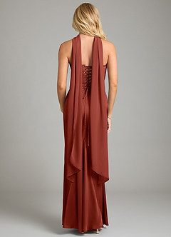 Azazie Sorrel Bridesmaid Dresses Terracotta Mermaid Strapless Stretch Satin Convertible Dress image9